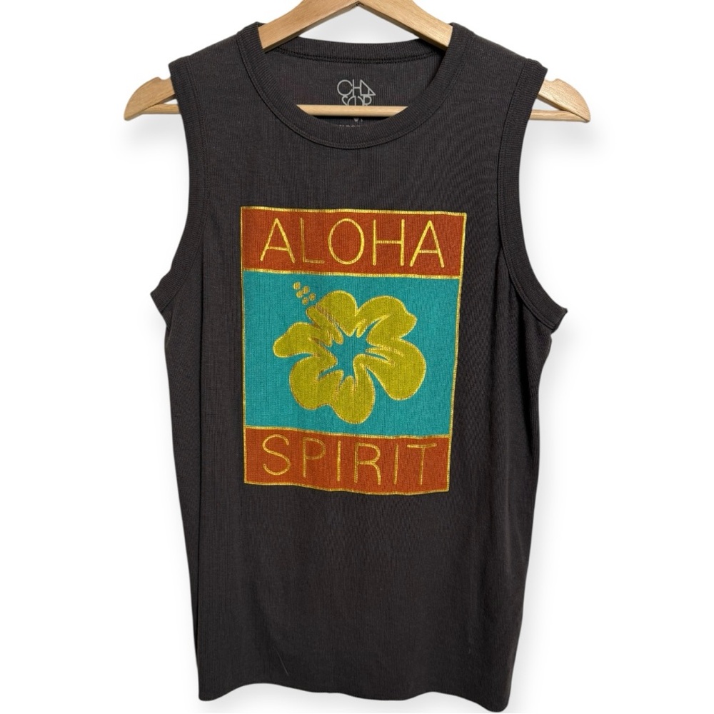Anthropologie Aloha Spirit Black Sleeveless Top